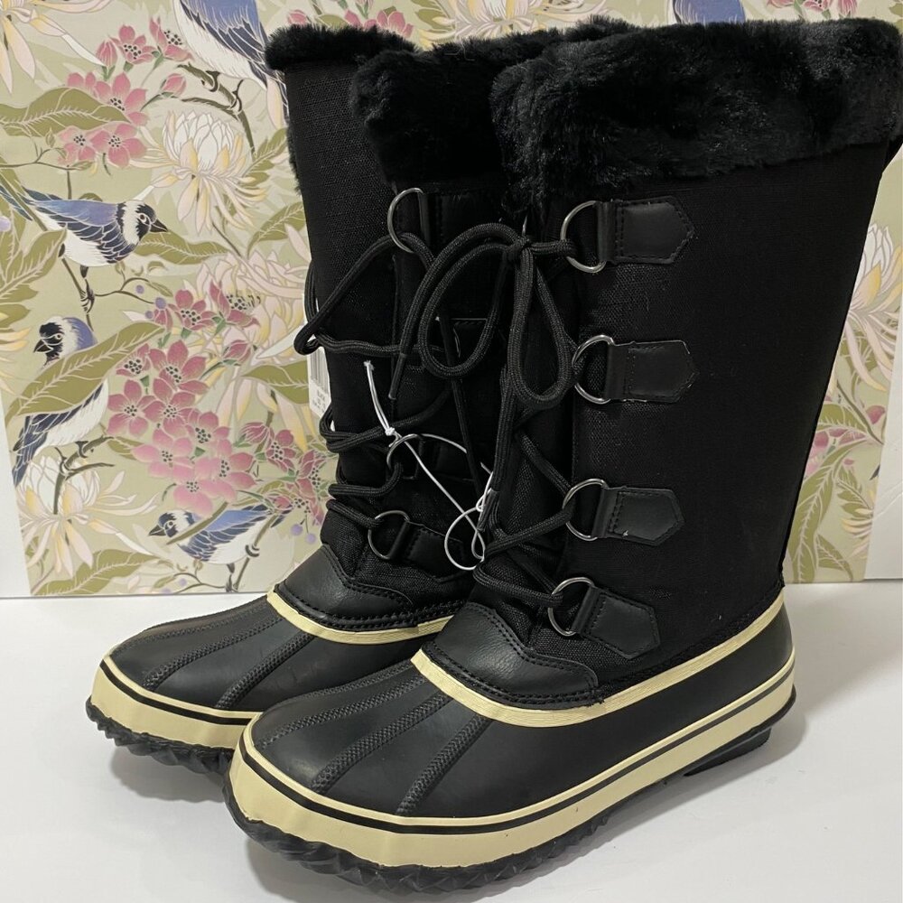 JBU Womens Black Snow Boots W/ Faux Fur Lining & Rubber Sole 9 Wide NWT SALE